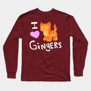 I love Gingers (Kitties) (White Text) Long Sleeve T-Shirt